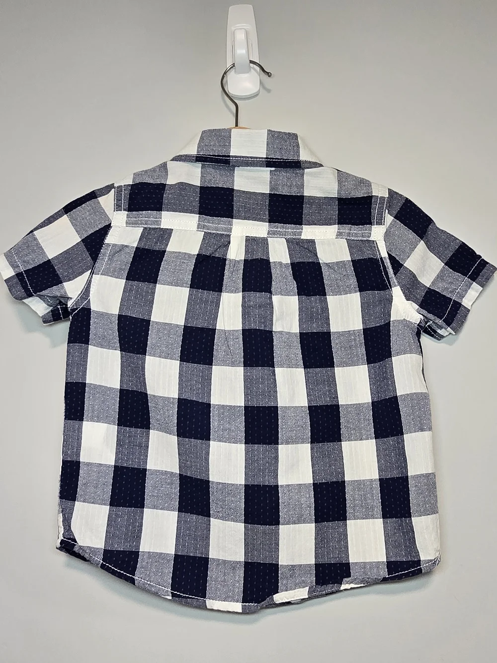 GAP Boys Navy and White Check Button-Down Shirt 12-18M